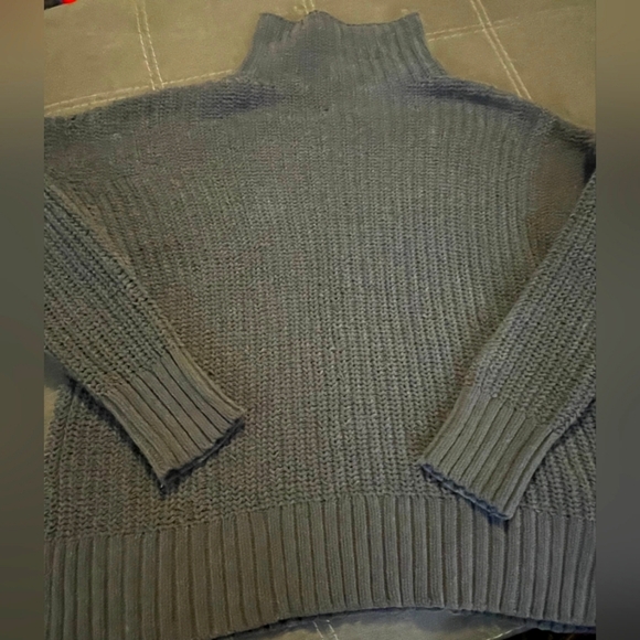 Aerie‎ Womens Oversized Gray Knit Turtleneck Sweater Size Extra Small - Picture 1 of 4